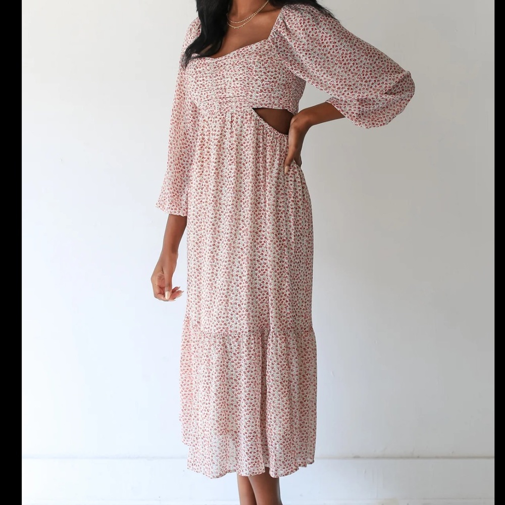 Destined To Impress Floral Cutout Midi Dress